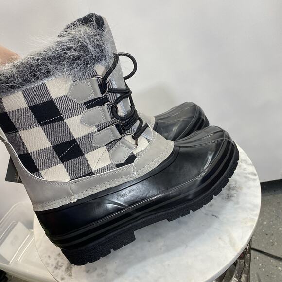 Natural Reflections Lumber Jill Pac Boots Women's 9 Gray White Plaid NWT - Picture 5 of 13